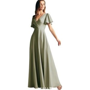 AW Bridal Furst Floor Length Bridesmaids Dress in Fennel Seed Green